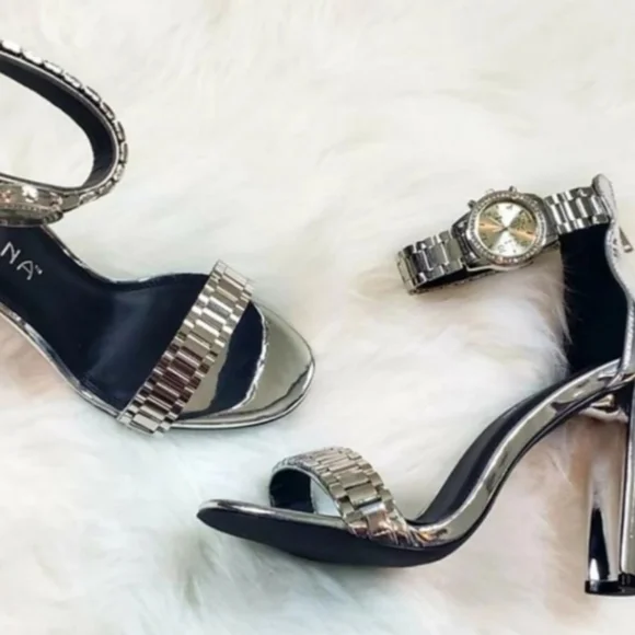 Liliana Silver Heels with Sleek Transparent Strap - Picture 4 of 9